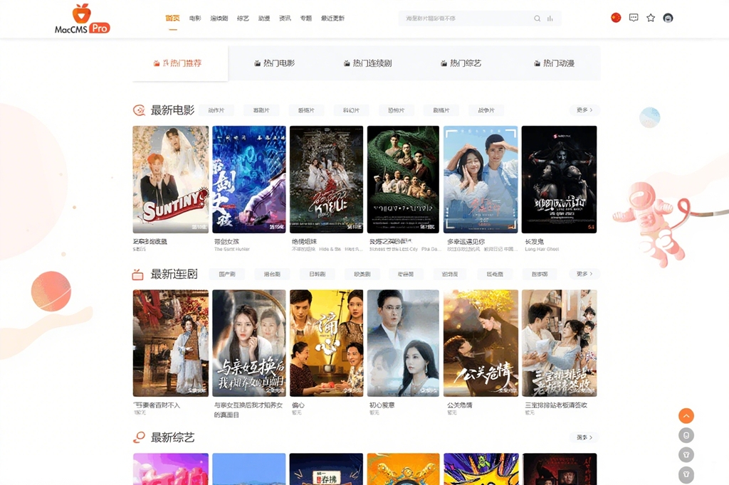 最新Pro版视频影视系统源码 含9套模板